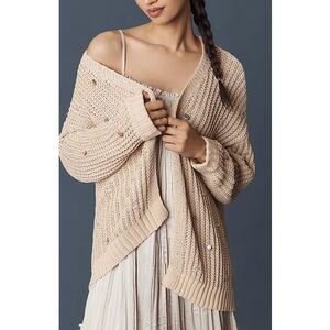 Anthropologie Knit Embellished Cardigan